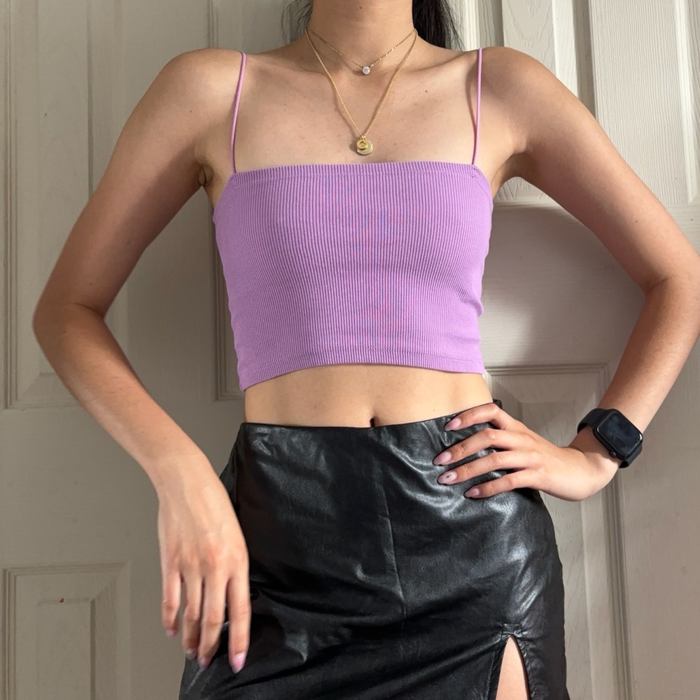 ZARA Lilac Ribbed Crop Top